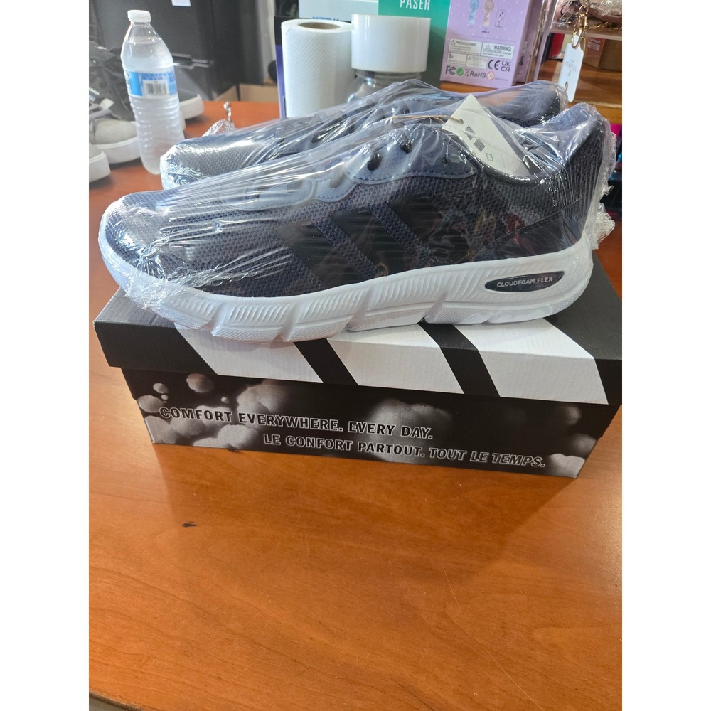 Adidas Cloudfoam Flex Laces Mens 9 Wide Gray Running Shoes HQ4853